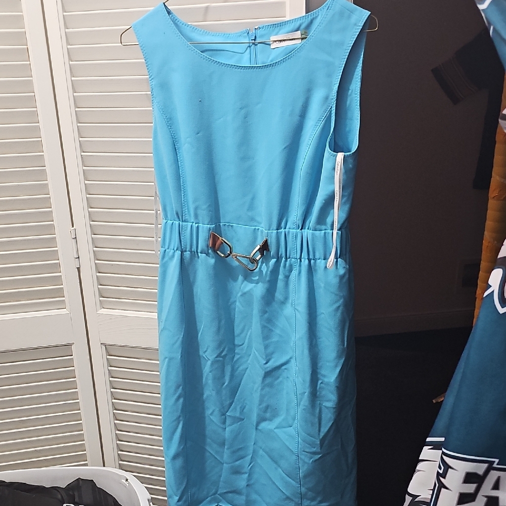 Calvin Klein Aqua Blue Midi Dress